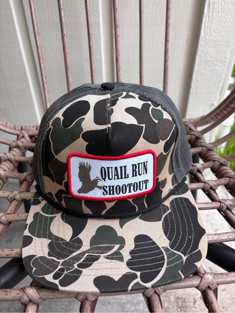 Camo Staunch Quail Tun Shootout Trucker Hat - Green/Black